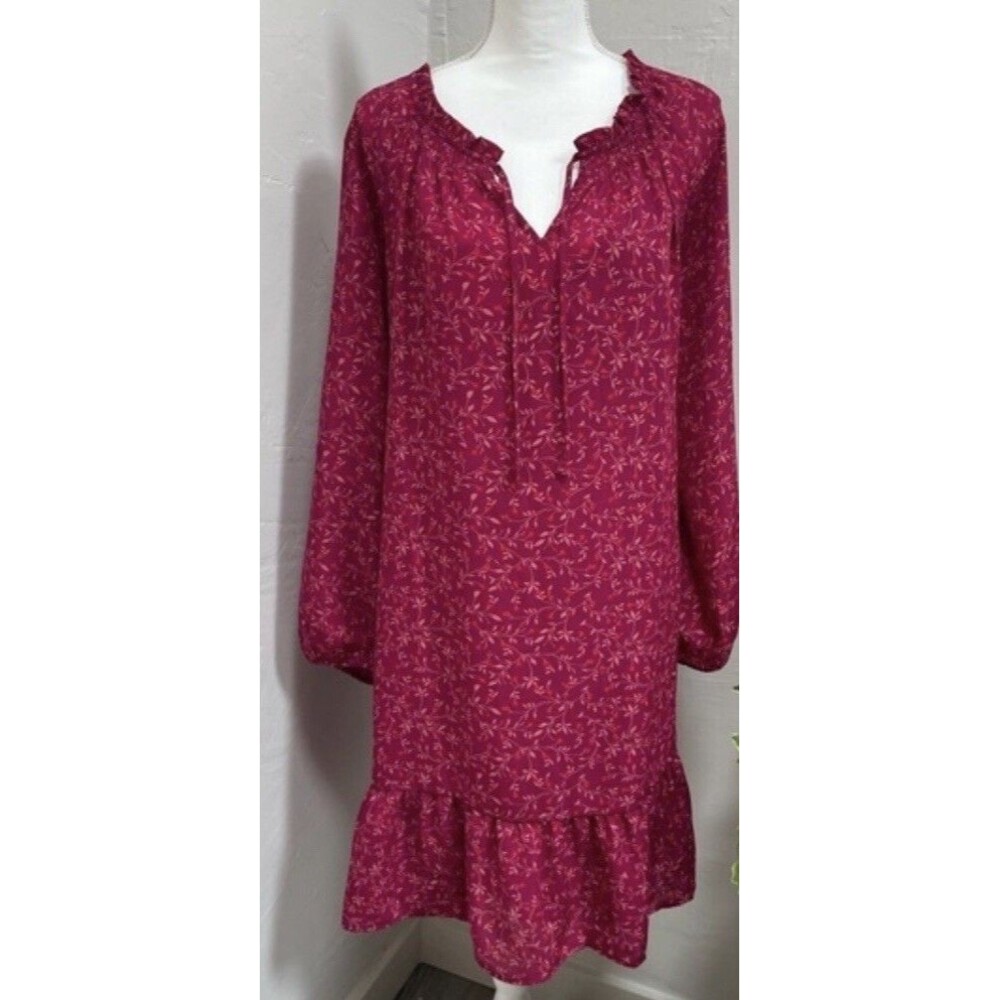 New Old Navy Women Light Dress  Plus Size 2XL Fit Flat Floral Long Sleeve - Picture 8 of 11
